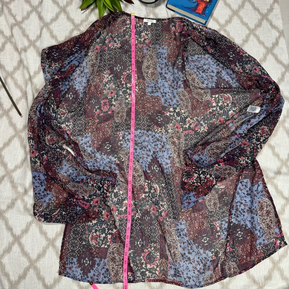 Maurices Floral Paisley Kimono Cardigan Sheer Boho Duster L/XL - Picture 8 of 11